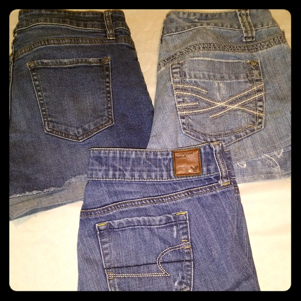 Bundle of three blue jean cut off short